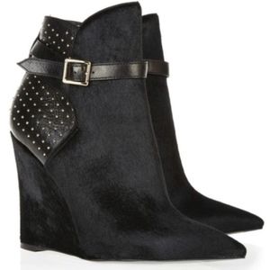 Burberry Wedge Pony-Hair Booties